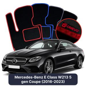 OMEVO Velours-Autofußmatten für Mercedes-Benz E-Klasse W213 5 gen Coupe (2016-2023)