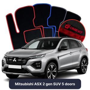 OMEVO Velours-Autofußmatten für Mitsubishi ASX 2 gen SUV 5 Türer (2022-2026)
