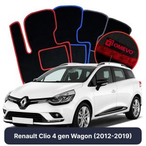 OMEVO Velours-Autofußmatten für Renault Clio 4 gen Kombi (2012-2019)