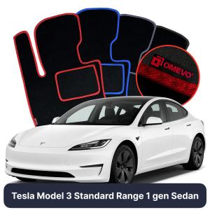 OMEVO Velours-Autofußmatten für Tesla Model 3 Standard Range 1 gen Limousine (2017-2025)