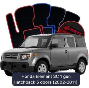 OMEVO Velours-Autofußmatten für Honda Element SC 1 gen Kompakt 5 Türer (2002-2011)