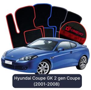 OMEVO Velours-Autofußmatten für Hyundai Coupe GK 2 gen Coupe (2001-2008)