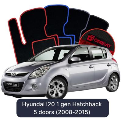 Velours-Autofußmatten OMEVO für Hyundai I20 1 gen Kompakt 5 Türer (2008-2015)