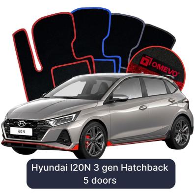 Velours-Autofußmatten OMEVO für Hyundai I20N 3 gen Kompakt 5 Türer (2020-2025)