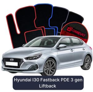 OMEVO Velours-Autofußmatten für Hyundai I30 Fastback PDE 3 gen LIftback (2016-2025)