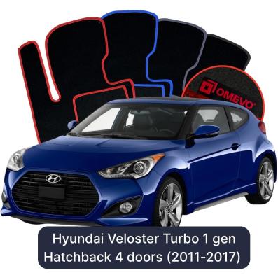 Velours-Autofußmatten OMEVO für Hyundai Veloster Turbo 1 gen Kompakt 4 Türer (2011-2017)