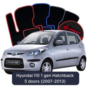 OMEVO Velours-Autofußmatten für Hyundai I10 1 gen Kompakt 5 Türer (2007-2013)