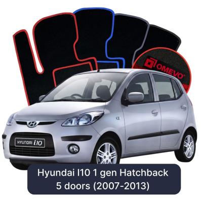 Velours-Autofußmatten OMEVO für Hyundai I10 1 gen Kompakt 5 Türer (2007-2013)