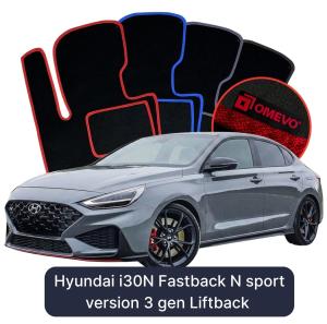 OMEVO Velours-Autofußmatten für Hyundai i30N Fastback N Sportversion 3 gen Liftback (2016-2025)