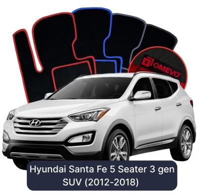 Velours-Autofußmatten OMEVO für Hyundai Santa Fe 5-Sitzer 3 gen SUV (2012-2018)