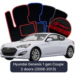 OMEVO Velours-Autofußmatten für Hyundai Genesis 1 gen Coupe 2 Türer (2008-2013)
