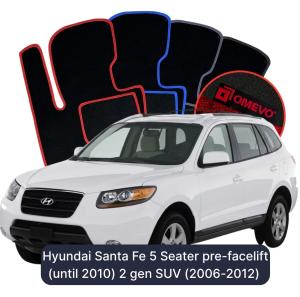 OMEVO Velours-Autofußmatten für Hyundai Santa Fe 5-Sitzer Pre-Lifting (bis 2010) 2 gen SUV (2006-2012)