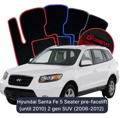 Velours-Autofußmatten OMEVO für Hyundai Santa Fe 5-Sitzer Pre-Lifting (bis 2010) 2 gen SUV (2006-2012)