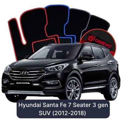 Velours-Autofußmatten OMEVO für Hyundai Santa Fe 7-Sitzer 3 gen SUV (2012-2018)