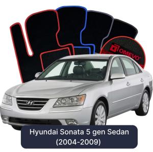 OMEVO Velours-Autofußmatten für Hyundai Sonata 5 gen Limousine (2004-2009)