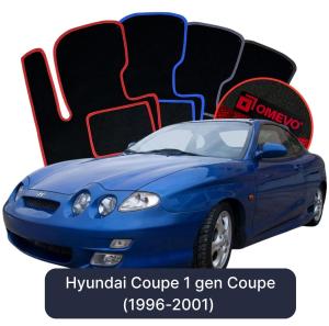 OMEVO Velours-Autofußmatten für Hyundai Coupe 1 gen Coupe (1996-2001)