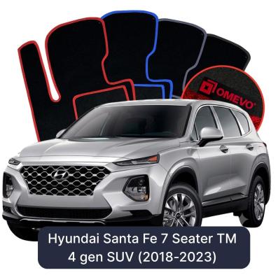 Velours-Autofußmatten OMEVO für Hyundai Santa Fe 7-Sitzer TM 4 gen SUV (2018-2023)