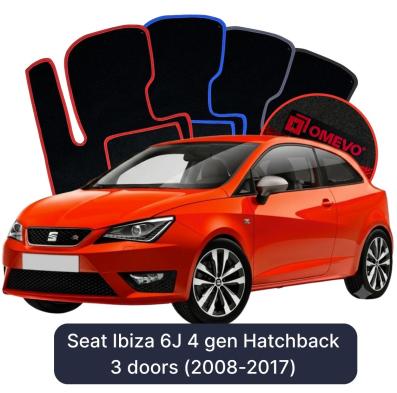 Velours-Autofußmatten OMEVO für Seat Ibiza 6J 4 gen Kompakt 3 Türer (2008-2017)
