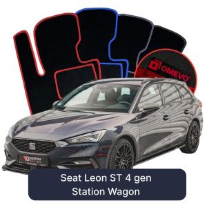 OMEVO Velours-Autofußmatten für Seat Leon ST 4 gen Kombi (2020-2026)