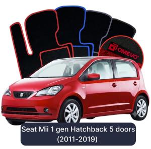 OMEVO Velours-Autofußmatten für Seat Mii 1. Generation Hatchback 5 Türen (2011-2019)
