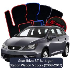 OMEVO Velours-Autofußmatten für Seat Ibiza ST 6J 4 gen Kombi 5 Türer (2008-2017)