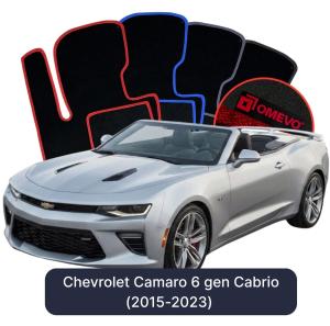 OMEVO Velours-Autofußmatten für Chevrolet Camaro 6 gen Cabrio (2015-2023)