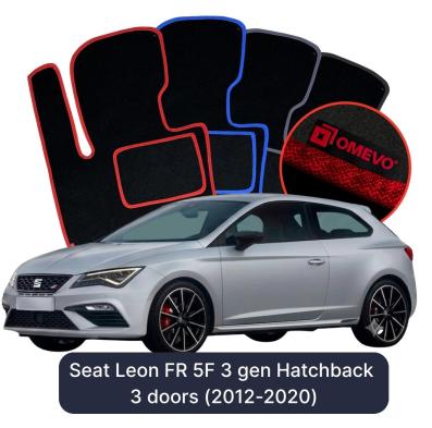 Velours-Autofußmatten OMEVO für Seat Leon FR 5F 3 gen Hatchback 3 Türer (2012-2020)