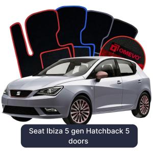 OMEVO Velours-Autofußmatten für Seat Ibiza 5 gen Kompakt 5 Türer (2017-2025)