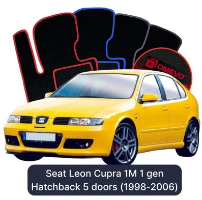 Velours-Autofußmatten OMEVO für Seat Leon Cupra 1M 1 gen Kompakt 5 Türer (1998-2006)