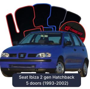OMEVO Velours-Autofußmatten für Seat Ibiza 2 gen Kompakt 5 Türer (1993-2002)