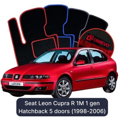 Velours-Autofußmatten OMEVO für Seat Leon Cupra R 1M 1 gen Kompakt 5 Türer (1998-2006)