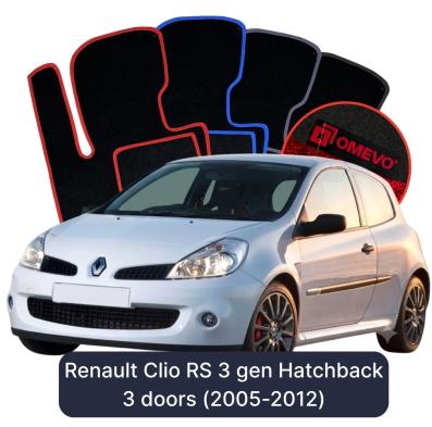 Velours-Autofußmatten OMEVO für Renault Clio RS 3 gen Kompakt 3 Türer (2005-2012)
