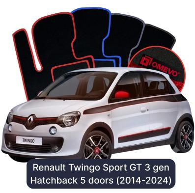 Velours-Autofußmatten OMEVO für Renault Twingo Sport GT 3 gen Kompakt 5 Türer (2014-2024)