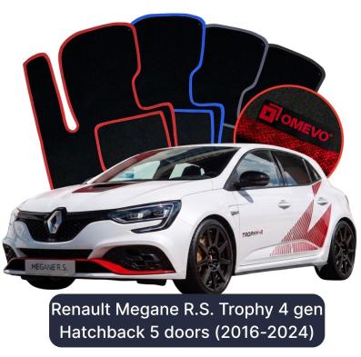 Velours-Autofußmatten OMEVO für Renault Megane R.S. Trophy 4gen Kompaktwagen 5 Türen (2016-2024)