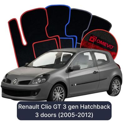 Velours-Autofußmatten OMEVO für Renault Clio GT 3 gen Hatchback 3-Türer (2005-2012)