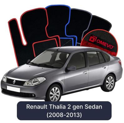Velours-Autofußmatten OMEVO für Renault Thalia 2 gen Limousine (2008-2013)