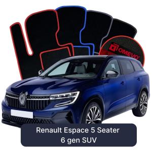 OMEVO Velours-Autofußmatten für Renault Espace 5-Sitzer 6 gen SUV (2023–2025)