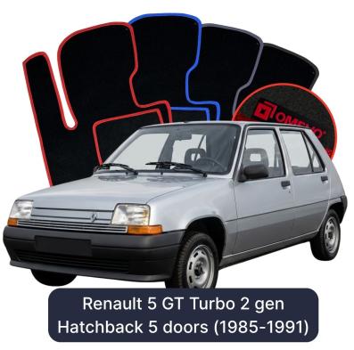 Velours-Autofußmatten OMEVO für Renault 5 GT Turbo 2 gen Schrägheck 5-Türer (1985–1991)