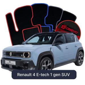 OMEVO Velours-Autofußmatten für Renault 4 E-tech 1 gen SUV (2025-2025)