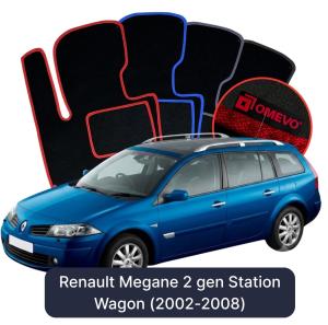 OMEVO Velours-Autofußmatten für Renault Megane 2 gen Kombi (2002-2008)