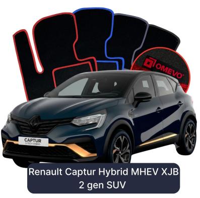 Velours-Autofußmatten OMEVO für Renault Captur Hybrid MHEV XJB 2 gen SUV (2019-2026)