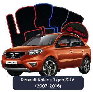 OMEVO Velours-Autofußmatten für Renault Koleos 1 gen SUV (2007-2016)