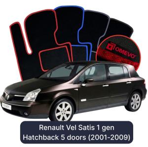 OMEVO Velours-Autofußmatten für Renault Vel Satis 1 gen Schrägheck 5-Türer (2001–2009)
