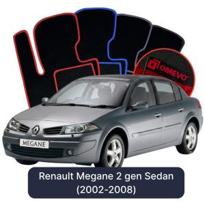 OMEVO Velours-Autofußmatten für Renault Megane 3 gen Limousine (2002-2008)