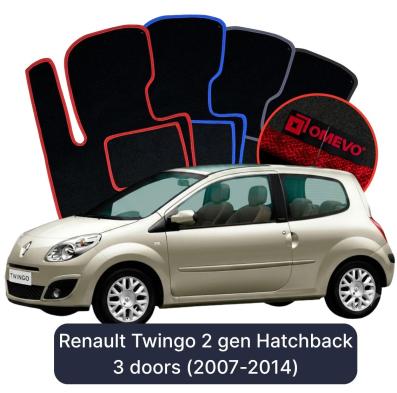 Velours-Autofußmatten OMEVO für Renault Twingo 2 gen Kompakt 3 Türer (2007-2014)