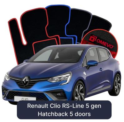 Velours-Autofußmatten OMEVO für Renault Clio RS-Line 5 gen Kompakt 5 Türer (2019-2025)