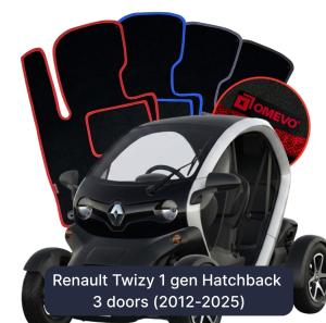 OMEVO Velours-Autofußmatten für Renault Twizy 1 gen Kompakt 3 Türer (2012-2025)