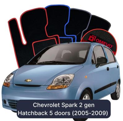 Velours-Autofußmatten OMEVO für Chevrolet Spark 2 gen Hatchback 5 Türen (2005-2009)