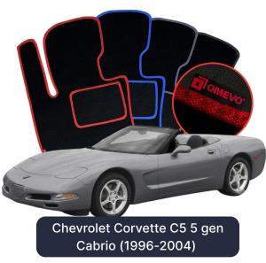 OMEVO Velours-Autofußmatten für Chevrolet Corvette C5 5 gen Cabrio (1996-2004)
