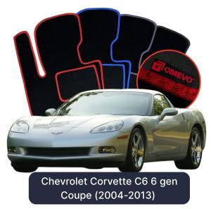 OMEVO Velours-Autofußmatten für Chevrolet Corvette C6 6 gen Coupe (2004-2013)